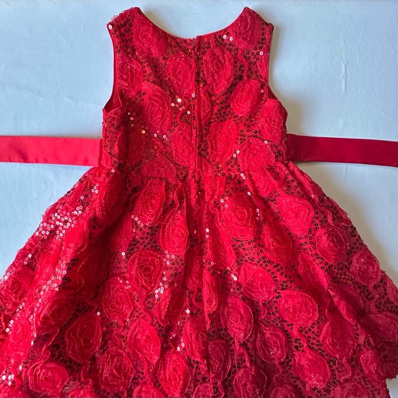 Rare Too Girls Dress Red Rose Sequin Holiday Party Special Occasion Sleeveless 6 - Picture 11 of 16